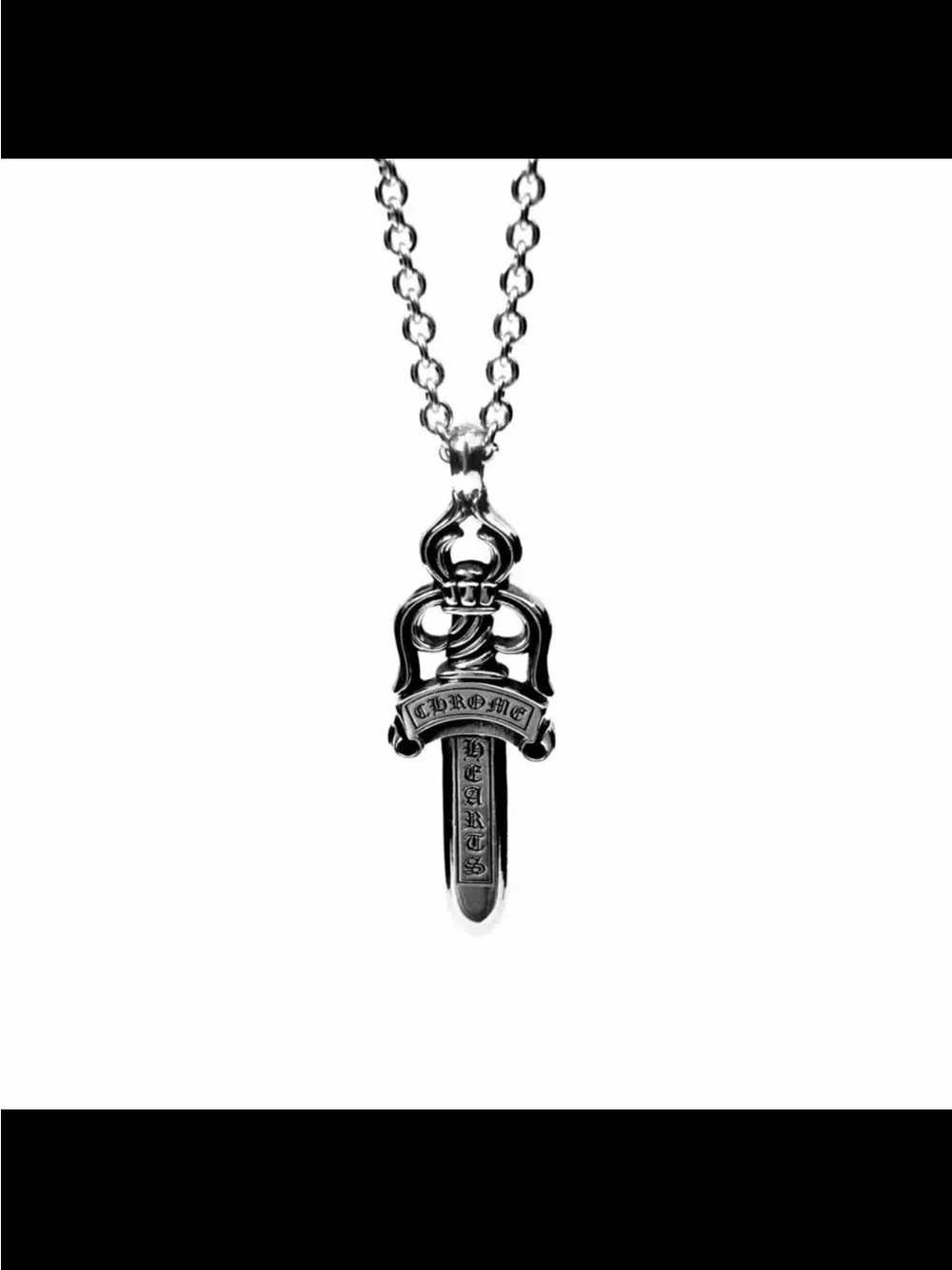 Chrome Hearts Silver Gothic Dagger Pendant Necklace